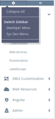Sidebar Gear Menu