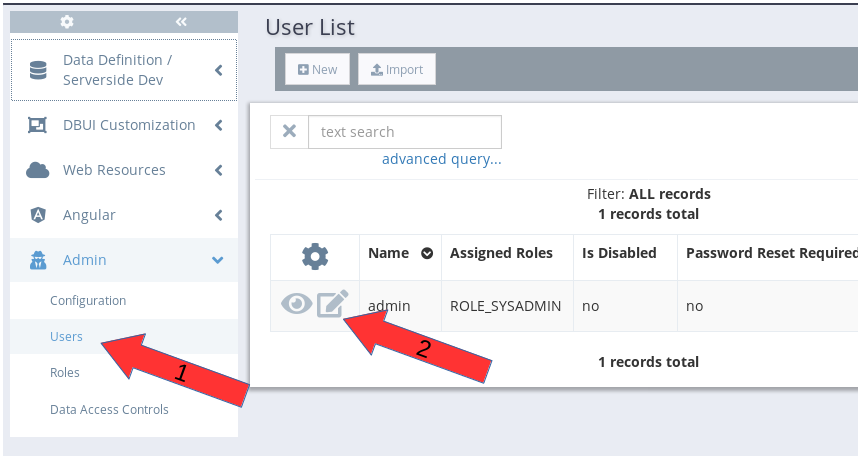Sidebar -> Admin -> Users